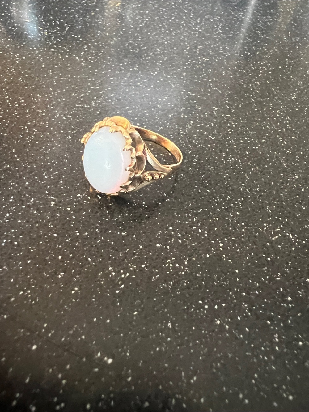 Opal Cabochon Antique Oval Ring in 14k Setting - Picture 2 of 3